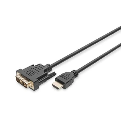Immagine di Digitus HDMI / DVI Cavo adattatore Spina A, D 18+1pol. 2.00 m Nero DB 330300 020 S tondo, contatti connettore dorati, doppia schermatura