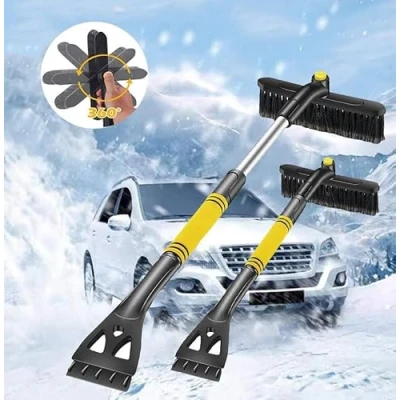 Immagine di Raschietto per Ghiaccio, Snow Brush Scraper di Ghiaccio 3 in 1, Rimovibile, Telescopico con Impugnatura Schiuma E Spazzola da Neve, Adatta Ad Auto, SUV Camion, Giallo