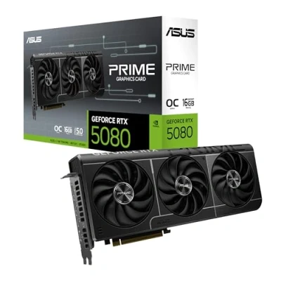 Immagine di ASUS PRIME NVIDIA GeForce RTX 5080 OC Edition, Scheda Grafica 16 GB GDDR7, 256 Bit, PCIe 5.0, 1 HDMI, 3 DisplayPort, Software GPU Tweak III, Nera, RTX5080 O16G