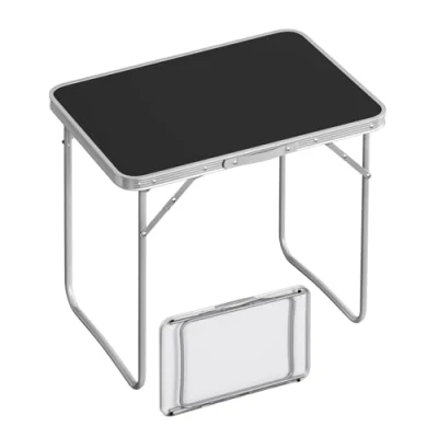 Immagine di WOLTU tavolo da campeggio pieghevole in alluminio e MDF, pic nic, giardino, pieghevole, tavolino portatile per spiaggia, balcone, 70 x 60 50 cm, nero CPT8135sz