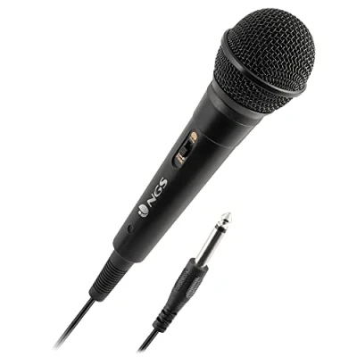 Immagine di NGS SINGER FIRE Microfono Dinamico, con Cavo da 3 Metri, Conessione Jack 6,3mm e Pulsante On/Off