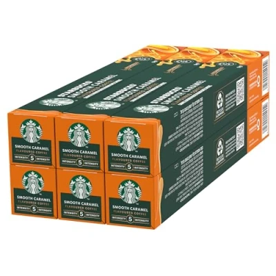 Immagine di STARBUCKS Smooth Caramel by Nespresso Caffè con aroma Caramello, 6 confezioni da 10 capsule (60 compatibili Nespresso)