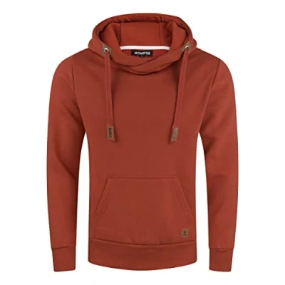 Immagine di riverso RIVNiklas Felpa da Uomo con Cappuccio, Tasche a Marsupio, Colletto Cross Over, Regolare, Tinta Unita, in Cotone, Rusty Ochre Red (15400), XXXXL