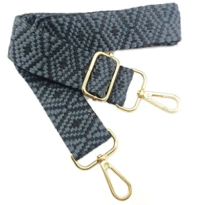 Immagine di Tracolla Colorate Regolabile per Borse Donna Cinghia della Borsa Larga Nero con Gold Moschettone, Durevole Crossbody Borsa, Borsetta, Chitarra DIY Spalla Accessori Ragazze, 02