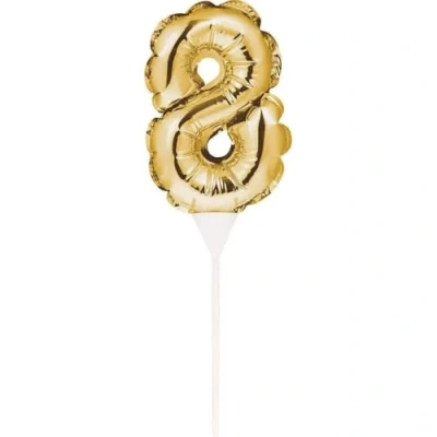Immagine di Creative Convertting Pallone foil Piccolo AUTOGONFIANTE 23 x 9 cm Numero 8 Oro, 8C331864