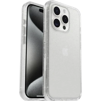 Immagine di OtterBox Cover per iPhone 15 Pro Symmetry Clear, resistente a shock e cadute, sottile, testata 3x MIL STD 810G, Stardust