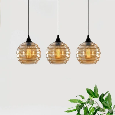 Immagine di Opviq Lampada a sospensione Gold 012, oro trasparente, vetro 3 luci lineare