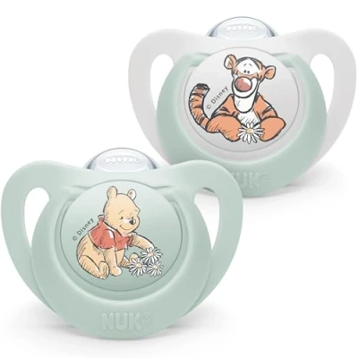 Immagine di NUK Star ciuccio 6 18 mesi Calma il 99% dei bambini Succhietti in silicone senza BPA Winnie the Pooh Custodia compresa 2 pezzi