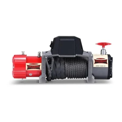 Immagine di DRAGON WINCH Verricello Elettrico 12V con Radiatore 13000 lbs / 5897 kg Cavo Sintetico 20m per Camion e SUV incluso telecomando senza fili + accessori Argano Impermeabile IP67