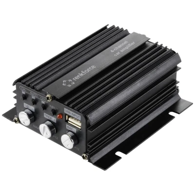 Immagine di Renkforce RF CMP 204 Amplificatore a 4 canali 200 W Riproduzione audio Bluetooth ®/USB, Regolazione volume/bassi/alti