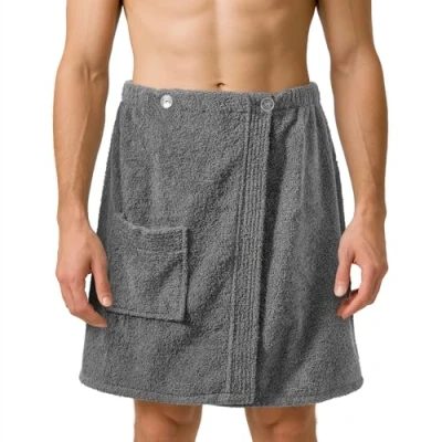 Immagine di JEMIDI Kilt Sauna Uomo Asciugamano con Tasca Taglia Unica Regolabile Cinta Elastica Bagno Turco Telo Cotone per SPA