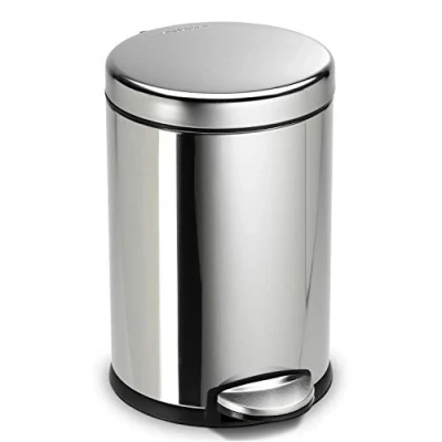 Immagine di simplehuman CW1851CB cestino rotondo con pedale, pattumiera piccola per bagno, acciaio lucidato, 4,5 L