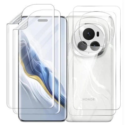 Immagine di GIOPUEY [2+2 Pezzi Pellicola Prottetiva Compatibile con Honor Magic 6 PRO, Retro Pellicola, TPU Flessibile, Ultra Sottile, Cover Compatibile, Resistente ai Graffi