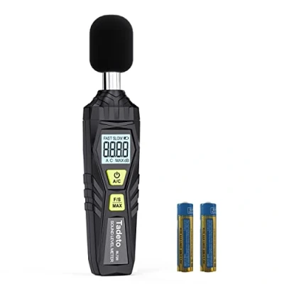 Immagine di Fonometro Tadeto Professionale Portatile da 30dB a 130dB con Display LCD A/C Pesato per le Fabbriche di Casa (arancia)