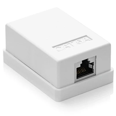 Immagine di deleyCON 1x Presa Rete CAT 6a Connessioni di RJ45 FTP Protetto Montaggio Semplice 10 Gbit Ethernet LAN Cavi Patch Bianco