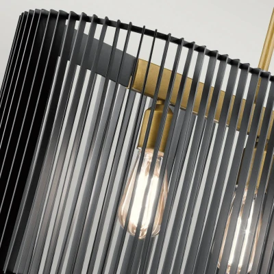 Immagine di Quintiesse Lampada a sospensione Linara, nero/ottone, 5 luci