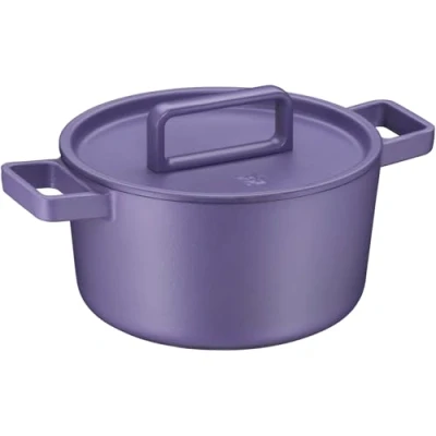 Immagine di WMF Flavour Casseruola in ghisa a induzione, 24 cm, colore: viola, pentole smaltata, pentola ghisa, coperchio con nodi di condensazione, eleganza