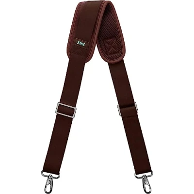 Immagine di ZINZ Tracolla con Cuscino Fisso Ultra Spesso e Fibbie a Doppio Bilanciamento, di Ricambio Universale Ganci girevoli in Metallo, più Colori (145cm, Marrone)