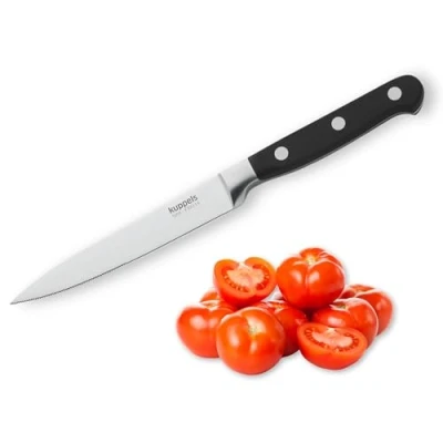 Immagine di Kuppels SOLID coltello per pomodoro con lama ondulata, da 12,5 cm, molto affilato e tagliente, lucido antiruggine, multiuso verdure, dentata, uva o pomodori