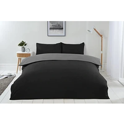 Immagine di Emma Barclay Lyla Set copripiumino reversibile, per letto matrimoniale, colore: nero/grigio