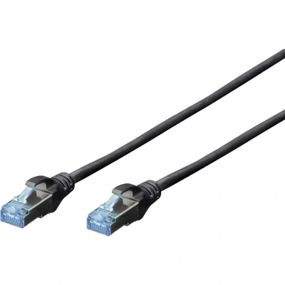 Immagine di Digitus DK 1531 010/BL RJ45 cavo di rete, patch CAT 5e SF/UTP 1.00 m Nero Certificato UL 1 pz.
