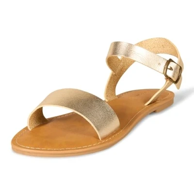 Immagine di Amazon Essentials Sandali con Fibbia e Due Cinturini Donna, Oro, 37.5 EU
