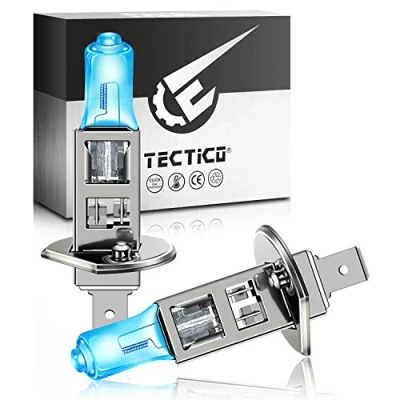 Immagine di TECTICO H1 P14.5s Alogena Lampadine Fari 12V 55W 5000K Bianco caldo 130% di luminosità in più, Anabbaglianti/Abbaglianti Fendinebbia Sostituzione, 2 pezzi