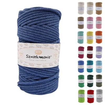 Immagine di cordoncino di cotone 5 mm, 100 m, 46 colori, jeans, colore macramè, filato intrecciato da mm con nucleo, corda