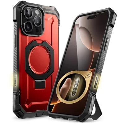 Immagine di SUPCASE Cover per iPhone 16 Pro Max 2024 con Supporto (Unicorn Beetle Grip), [Compatibile MagSafe] [Protezione dalle Cadute di Grado Militare] Custodia Magnetica Robusta e Resistente (Rosso)