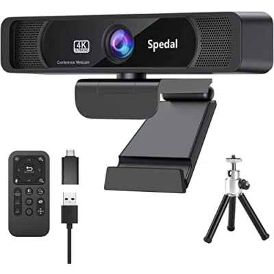 Immagine di Spedal HD 4K Webcam con Microfono e treppiede, Grandangolare a 120 Telecomando, in Streaming per PC Mac Conferencing, Compatibile Skype Zoom Facetime
