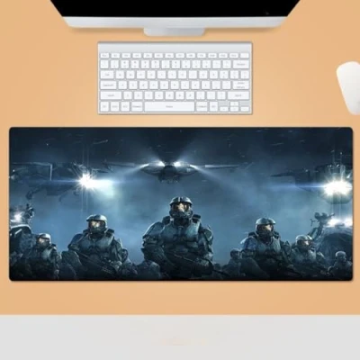 Immagine di HALO Gaming Tappetino per mouse esteso XXL, superficie liscia con bordi cuciti, base in gomma antiscivolo, ufficio, computer portatile, tastiera e (h1)