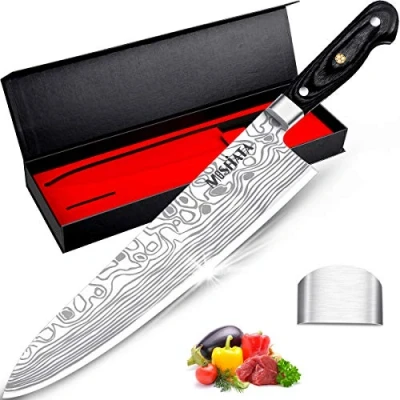 Immagine di MOSFiATA Coltelli da Cucina, Coltello Cucina Professionale Giapponese Gyuto Chef in Acciaio Inossidabile con Protezione del Dito 25,4cm