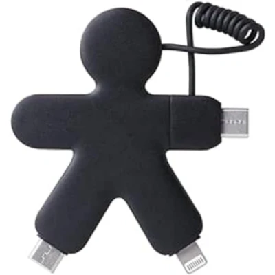 Immagine di Xoopar Buddy Cavo Multiplo USB 4 In 1 Caricatore Universale Plastica Riciclata C, USB, Lightning, per Smartphone Nero