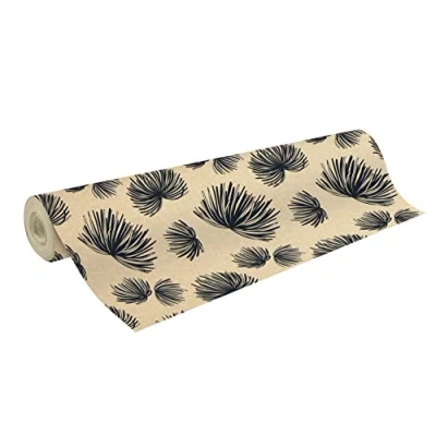 Immagine di Clairefontaine 223898C Un rotolo di Carta kraft grezza riciclata Dimensioni: 50 mx70 cm 70 g Motivo: fiori neri riciclata, ideale per confezioni regalo, fai da te, hobby creativi