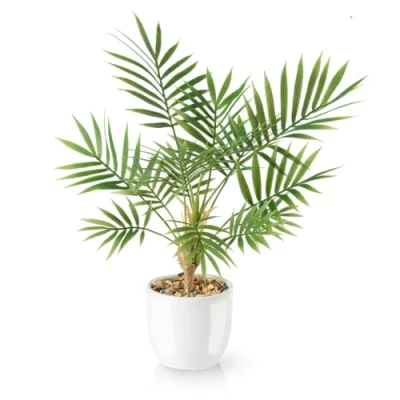 Immagine di PASCH® palma artificiale Areca (35 cm) in vaso di ceramica bianca: piante artificiali come reali, vaso, falsa pianta, artificiale, fiori piccola