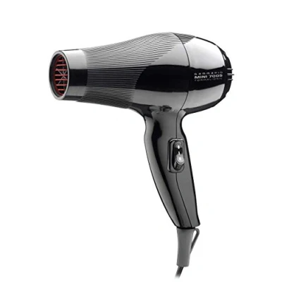 Immagine di GAMMAPIU’ Asciugacapelli Professionale Mini 7005 Nero, Phon per Capelli da Viaggio, Doppia Velocità e Temperatura, Beccuccio Diffusore Inclusi, Griglia Rivestita in Tormalina, W 900 1100