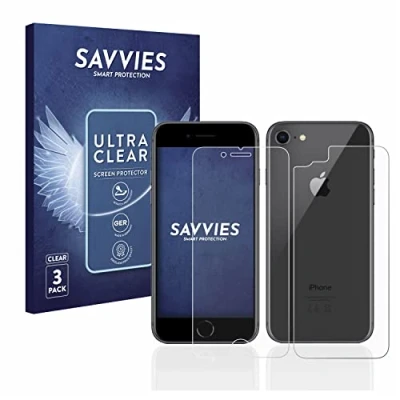 Immagine di savvies (6 Pezzi Pellicola Protettiva per Apple iPhone 8 (Fronte+Retro) Protezione Schermo Trasparente