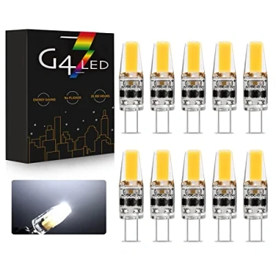Immagine di Lampadina LED G4, 3W lampade G4 270LM bianco freddo 6000K, Equivalente a 30W Lampada Alogena, AC/DC 12 24V, dimmerabile, senza sfarfallio, confezione da 10