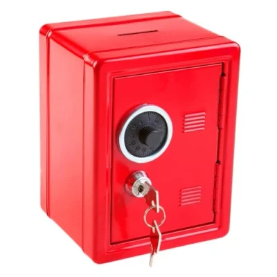 Immagine di Idena 50035 Cassaforte per risparmi, 120 x 100 160 mm, rossa, con chiave e serratura a combinazione meccanica