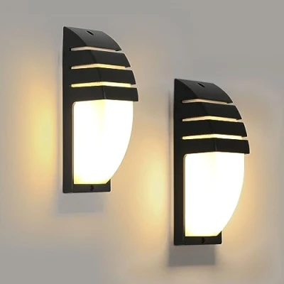 Immagine di Comely 2 Pezzi Applique da Parete Interno/Esterno, 12W Lampade IP65 Impermeabile, 3000K Bianco Caldo Esterno per Giardino, Corridoio, Garage, Courty, Balcone