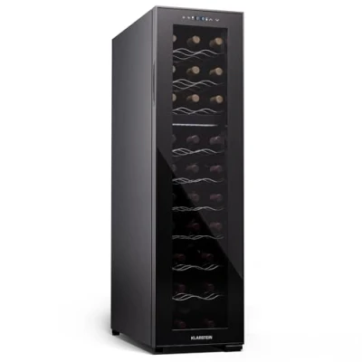 Immagine di KLARSTEIN Cantinetta Vino Refrigerata a Zona Doppia per Interno/Esterni, Frigo Bar, Cantina con Porta in Vetro, Mini Silenzioso, Frigorifero Piccolo Touch Control, 5 18C, 27 Bottiglie