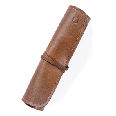 Immagine di di alta qualità 7 slot in vera pelle genuino chef rotolo coltello &quot;Steve&quot; (7 scomparti, Marrone)