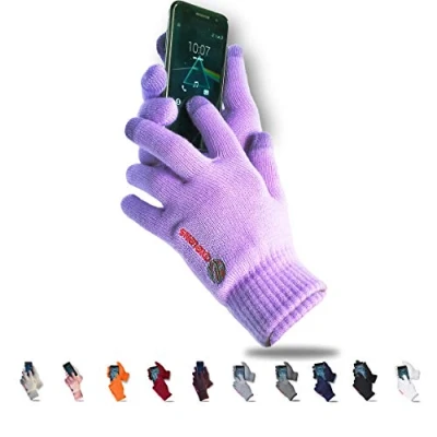 Immagine di AXELENS Guanti Touch Screen per Donna Ragazza Bimba Invernali Felpati Tattili Capacitivi Morbidi e Caldi Lavorati a Maglia Lana Interno in Pile Smartphone, Cellulari Tablet Lilla
