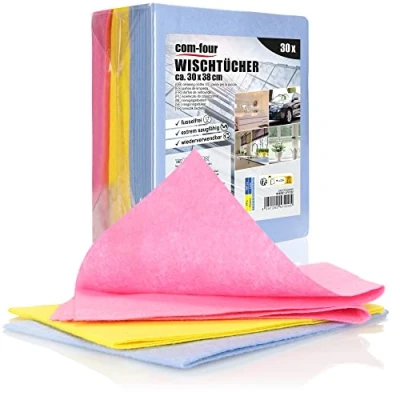 Immagine di com four® 30x Panni per la Pulizia, Multiuso Estremamente assorbenti e Resistenti, riutilizzabili (30x38 30 Pezzi 3 Colori)
