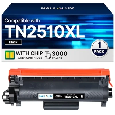 Immagine di HALLOLUX TN2510XL TN2510 Toner, 3000 Pagine, Compatibili per Brother TN 2510 2510XL MFC L2800DW HL L2400DWE L2835DW L2445DW L2860DWE L2827DW DCP L2665DW L2660DW (1 Nero)