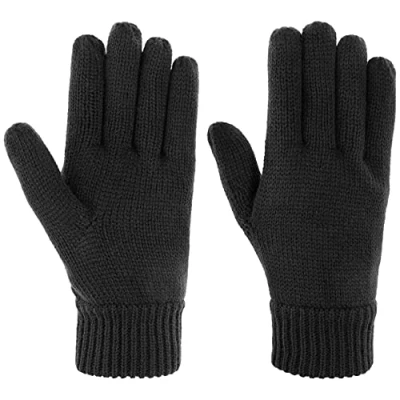 Immagine di LIPODO Thinsulate 3M Guanti in maglia Donna/Uomo Autunno/Inverno per l’esterno Costine elasticizzate pile nero S