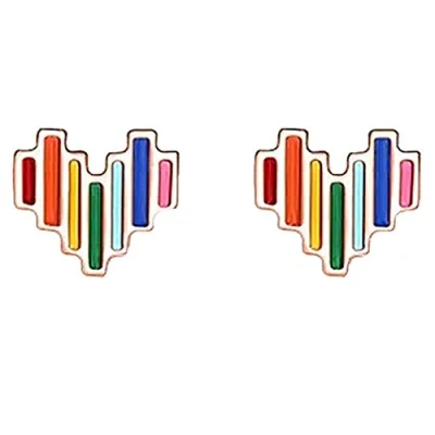 Immagine di YAXUN orecchini donna piccoli in argento sterling 925 a forma di cuore arcobaleno perno regalo gioielli per e ragazze