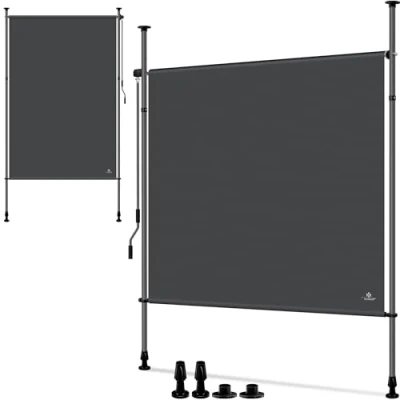 Immagine di KESSER® tenda da sole verticale, 100 x 310 cm, allungabile e opaca, verticale con manovella senza foratura, protezione sguardi indiscreti dal vento, per giardino terrazza,