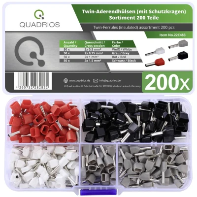 Immagine di Quadrios 22C483 Assortimento Capicorda 0.5 mm², 0.75 1.0 1.5 mm² Parzialmente isolato 200 pz.