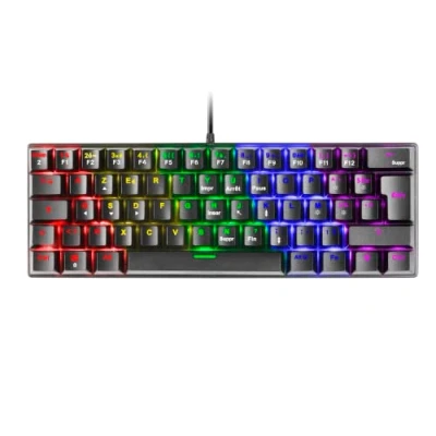 Immagine di Mars Gaming MK60 Nero, Tastiera Meccanica FRGB, Antighosting, Switch Meccanico Marrone, Lingua Francese